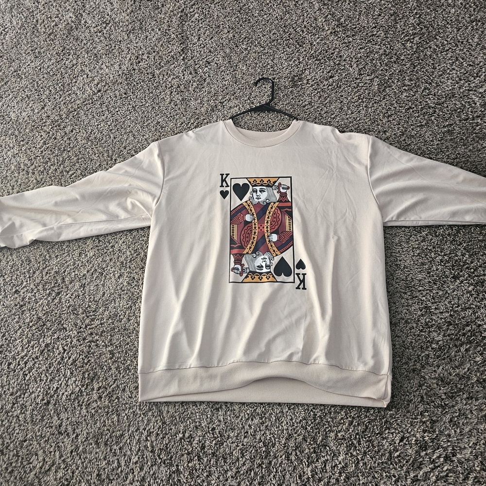 SHEIN Cream King of Spades Graphic Sweater